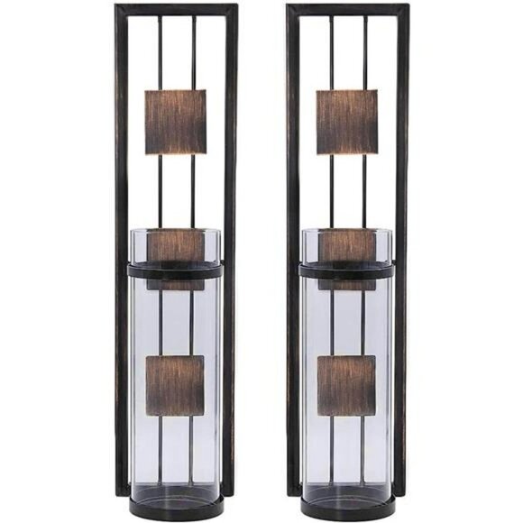 Wall Sconce Candle Holders Set of 2 Metal Wall Decor for Living Room Bathroom - Picture 7 of 8